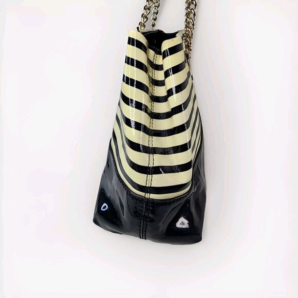 Kate Spade Montrose Elena Nautical Patent Leather Striped Bag Navy EUC - Picture 5 of 12